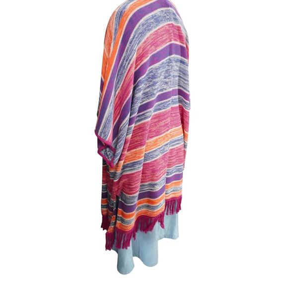 Wrangler Retro Striped Fringe Kimono Cardigan S/M – Boho Southwestern Open Front - Picture 7 of 11
